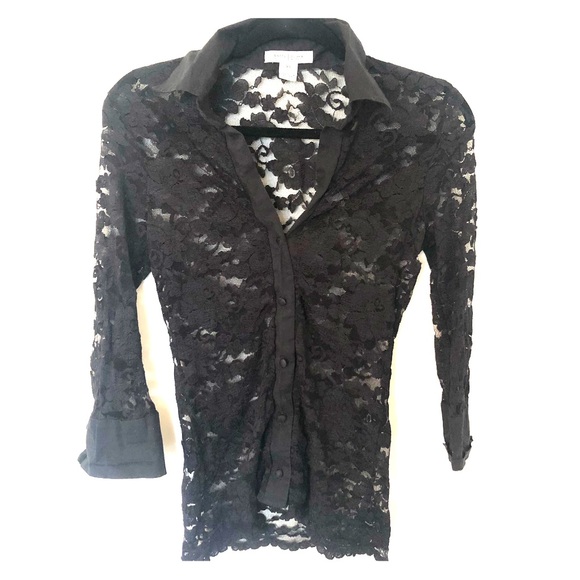 White House Black Market Tops - Floral Mesh White House Black Market Top